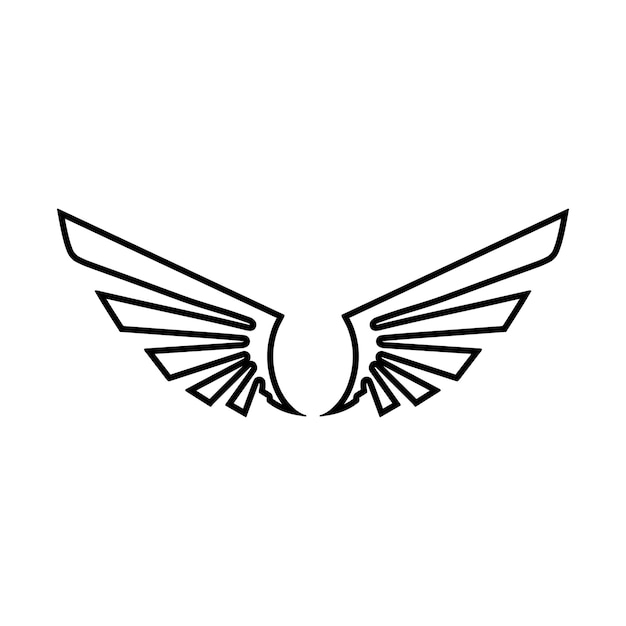 A stylized pair of wings in a black and white logo design