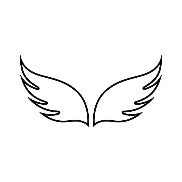 A stylized pair of wings in a black and white logo design