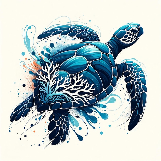 Stylized Sea Turtle in Motion