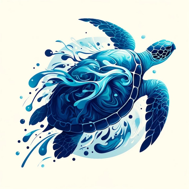 Stylized Sea Turtle in Motion