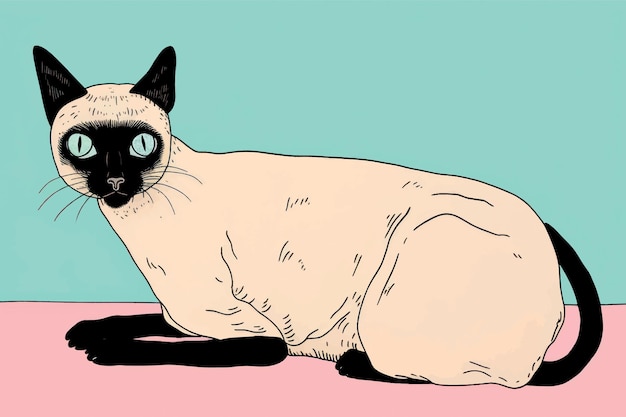 Stylized Siamese cat illustration