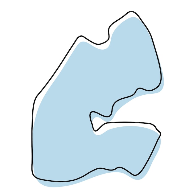 Stylized simple outline map of Djibouti icon. Blue sketch map of Djibouti vector illustration