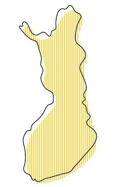 Stylized simple outline map of Finland icon