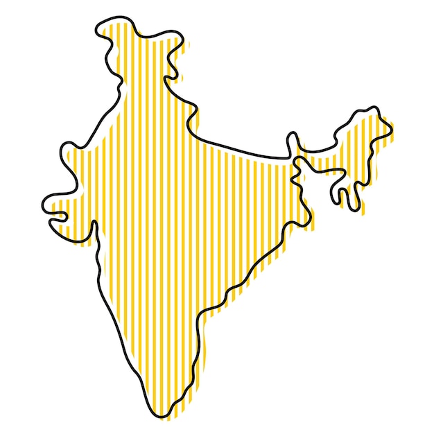 Stylized simple outline map of India icon