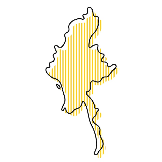 Stylized simple outline map of Myanmar icon