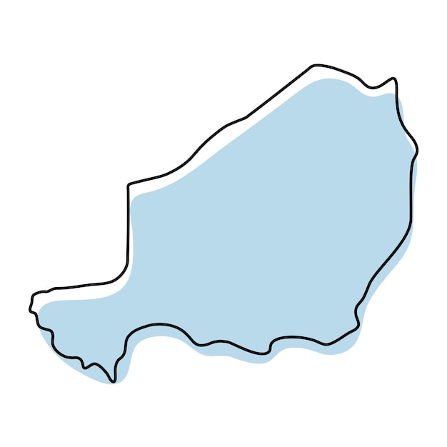 Stylized simple outline map of Niger icon. Blue sketch map of Niger vector illustration