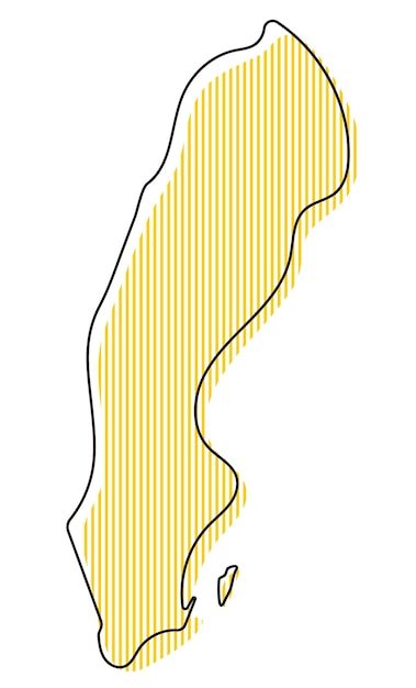 Stylized simple outline map of Sweden icon