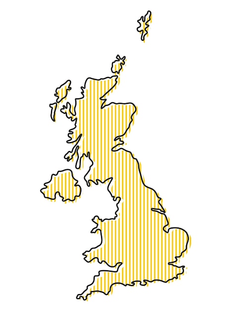 Stylized simple outline map of United Kingdom icon