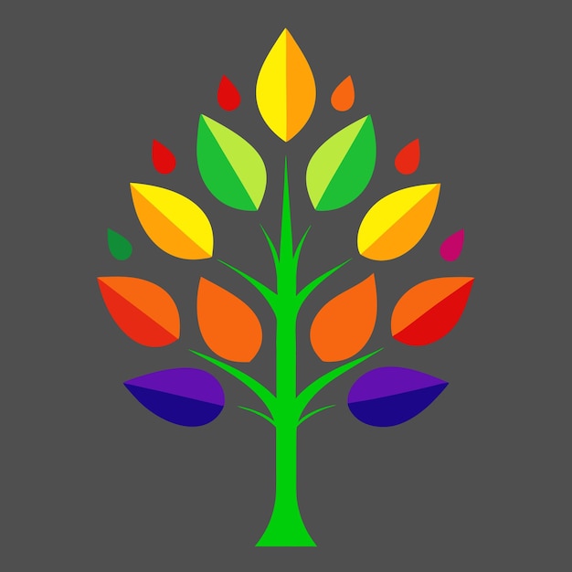 Stylized Tree with Multicolored Leaves Modern Design for Creative Branding