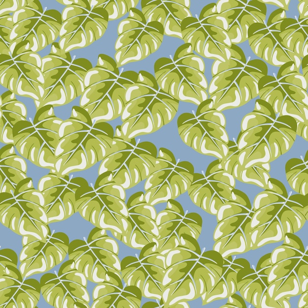 Stylized tropical leaves seamless pattern Decorative leaf background