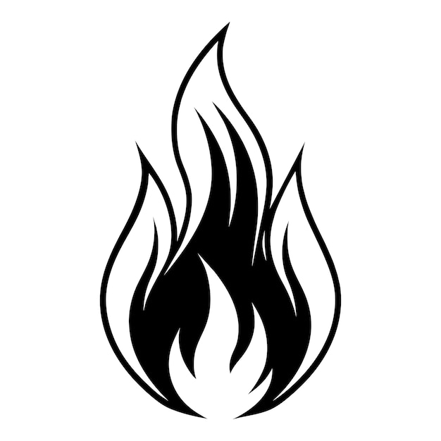 Vector stylized vector flame icon in black