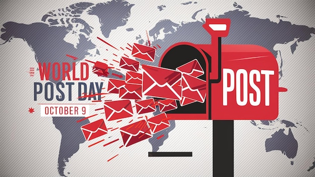 Vector stylized vector graphic image promoting world post day observed on october 9