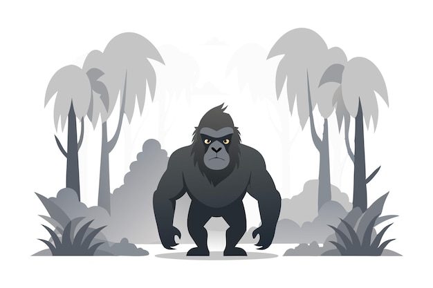 Vector stylized vector illustration of a fierce gorilla