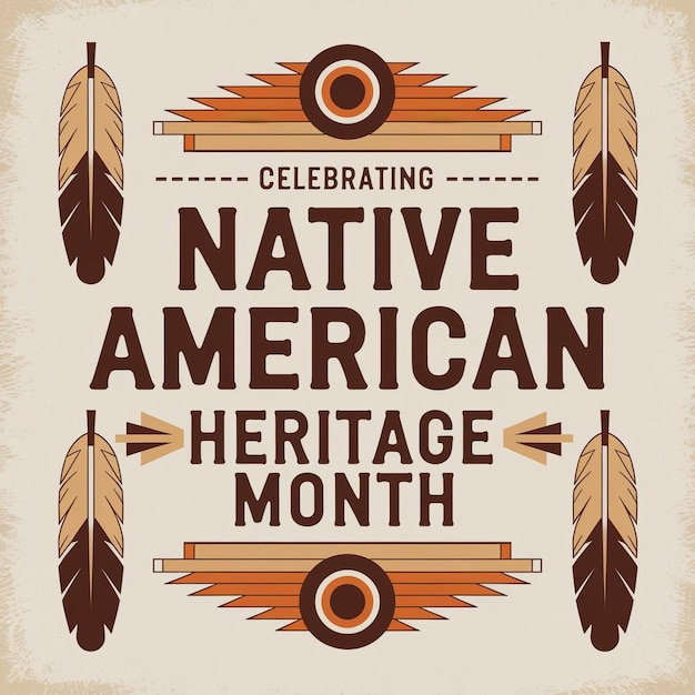 Vector stylized vintagethemed poster layout celebrating native american heritage month