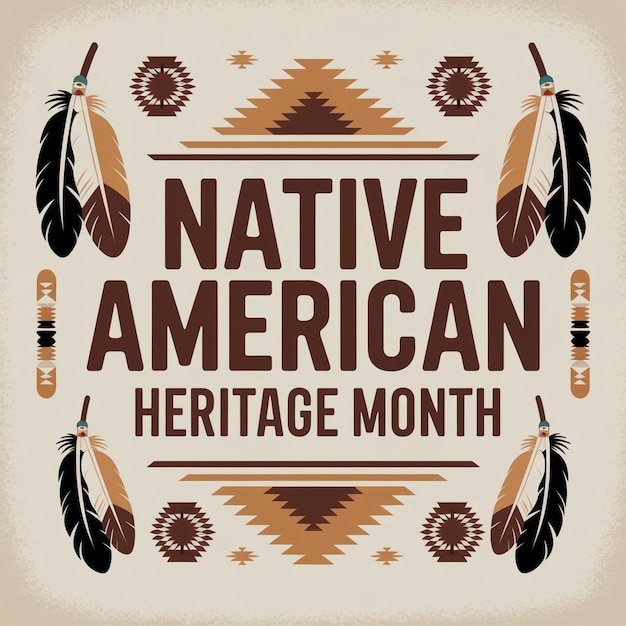 Vector stylized vintagethemed poster layout celebrating native american heritage month