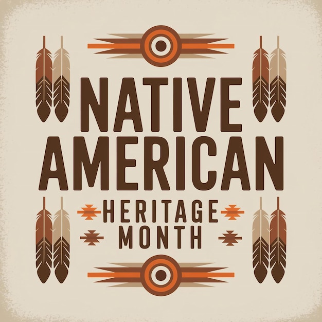 Vector stylized vintagethemed poster layout celebrating native american heritage month