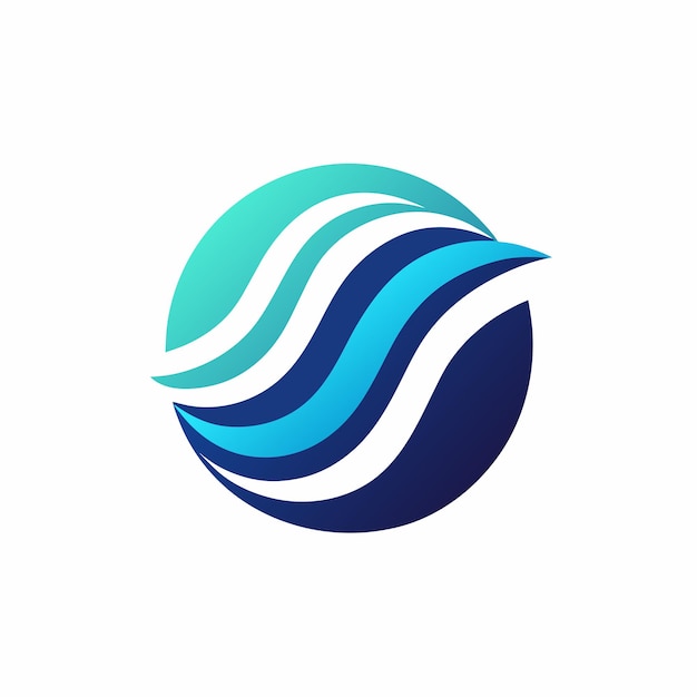 Stylized wave motif in blue and white representing a water company logo A minimalist logo featuring a stylized wave motif for a social media management company