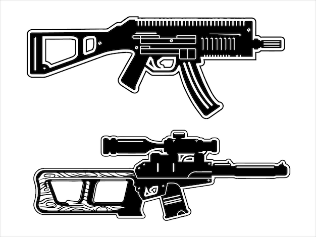 sub machine gun pack design black and white