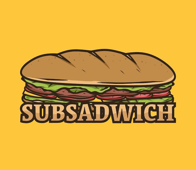 sub sandwich logo design with cheese and beef