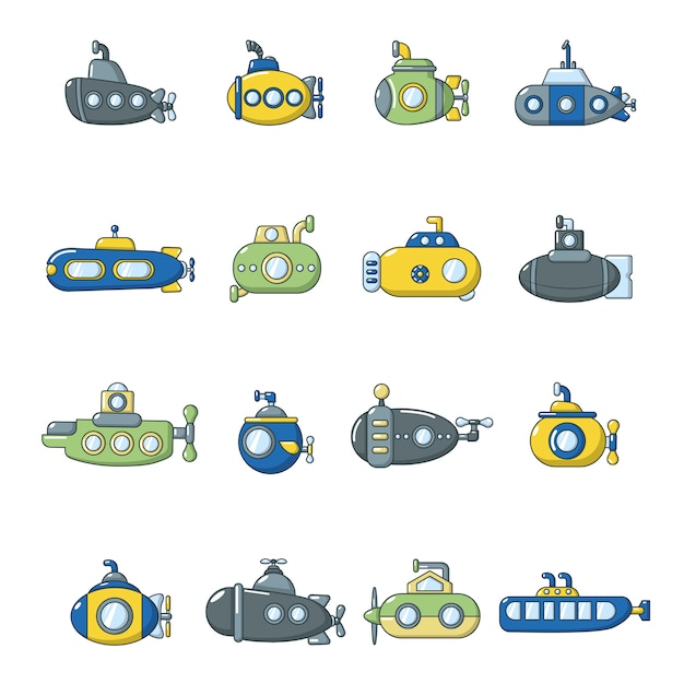 Submarine icons set