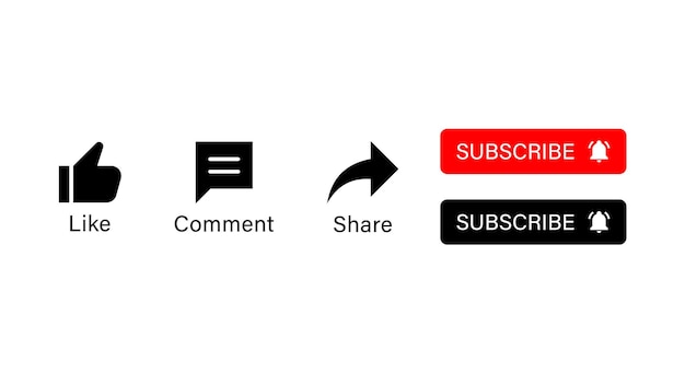 subscibe button with bell icon and social media notification icons like comment share symbols