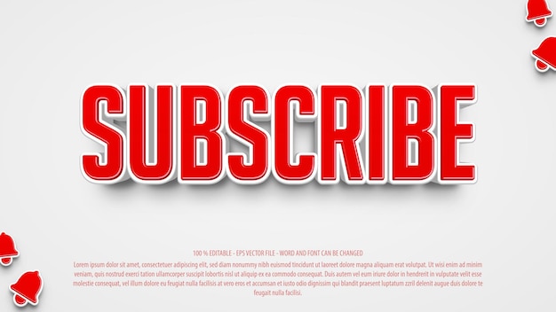 Subscribe 3d style editable text effect