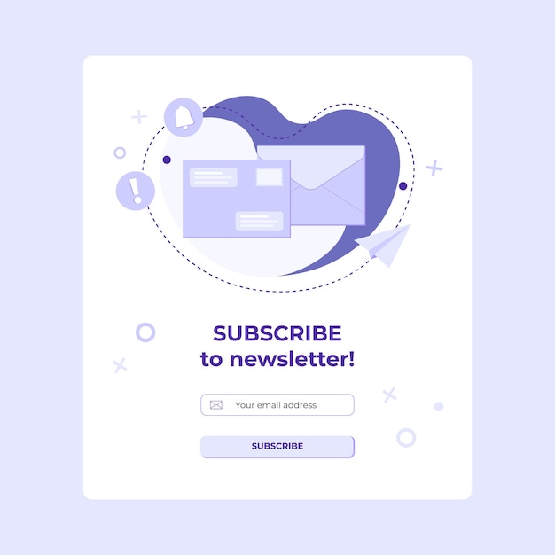 Subscribe banner with letter icon. Vector banner of email marketing with envelope