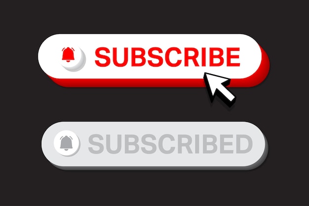 Subscribe, bell button. Red button subscribe to channel, blog. Social media button graphic user inte