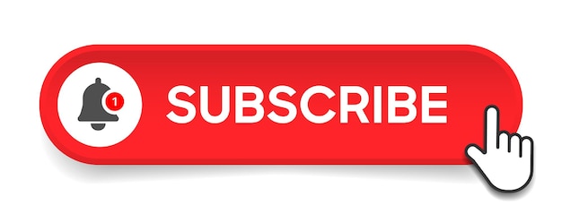 Subscribe button Bell, notification icon button and hand cursor click. Subscribe to social channel