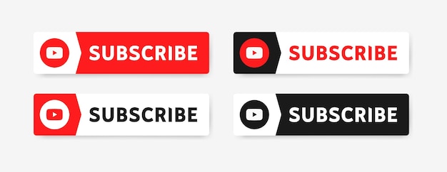 Subscribe button with youtube logo for social media icons banners