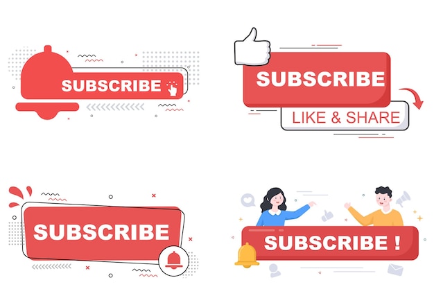 Subscribe Icon Button Background Vector Illustration for Youtube, Blogging, Promotion. Social Media Post Concept