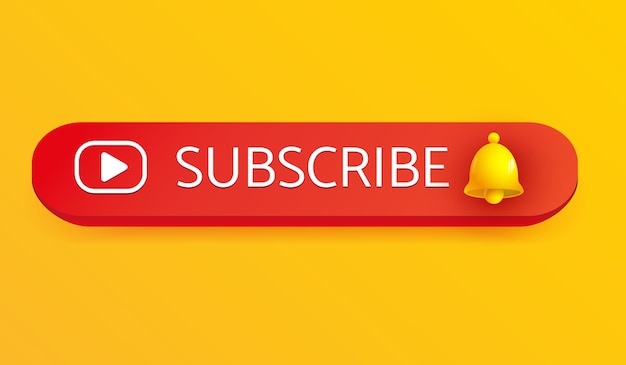 Subscribe icon with yellow bell sign on yellow background for social media reminder 3d vector illustration style