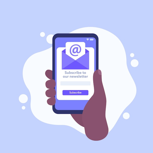 subscribe to newsletter form in a phone vector design