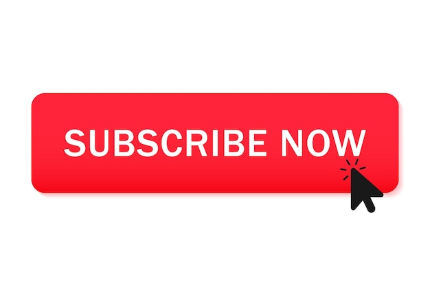 Vector subscribe now button with mouse cursor click icon design