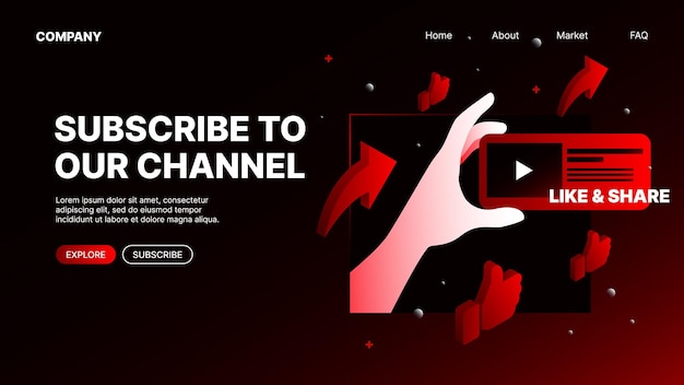 Subscribe to our Channel Banner Red Website Landing Page Template