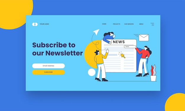 Subscribe To Our Newsletter Hero Banner or Landing Page Design For Advertising