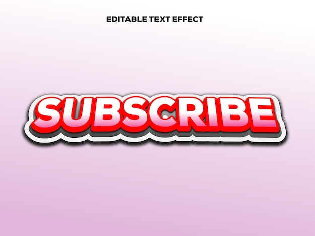 Subscribe red color text effect editable vector