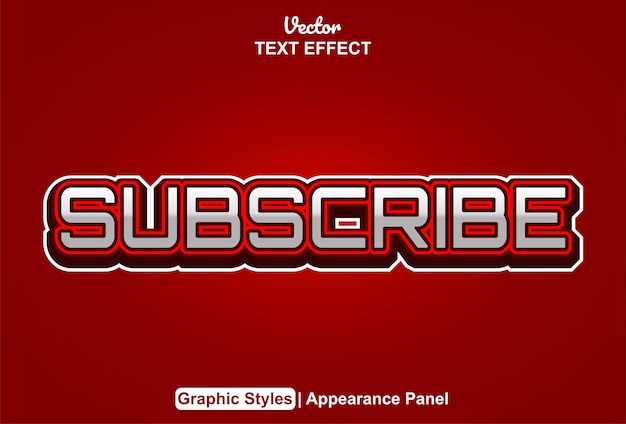 Subscribe text effect with graphic style and editable