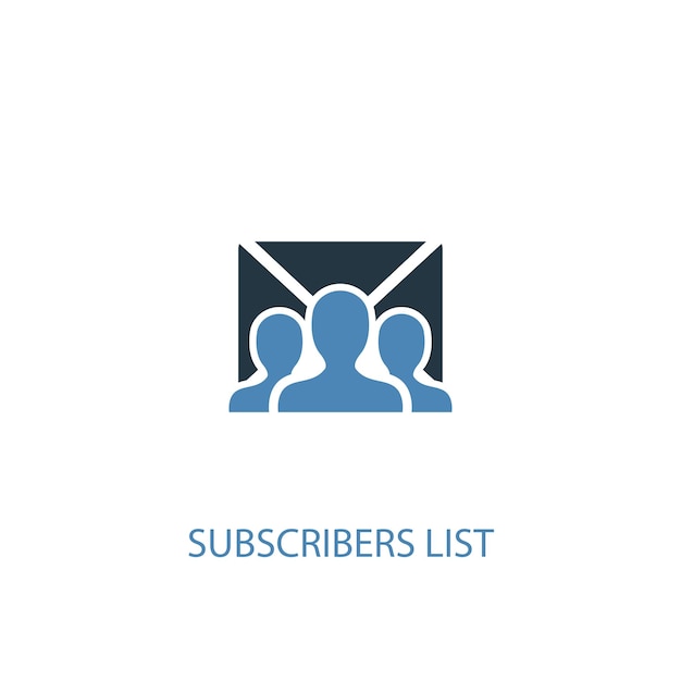 Subscribers list concept 2 colored icon. Simple blue element illustration. subscribers list concept symbol design. Can be used for web and mobile UI/UX