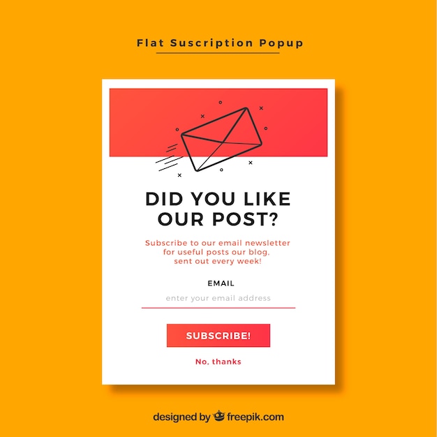 Subscription pop up with flat design