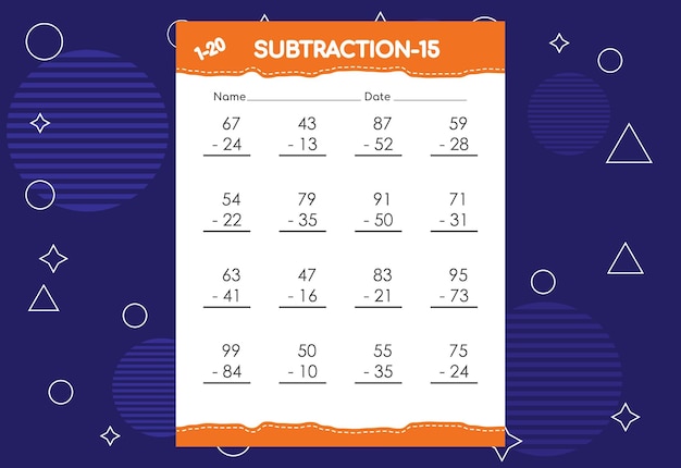 Subtraction worksheet for kids Educational math activities worksheet for children