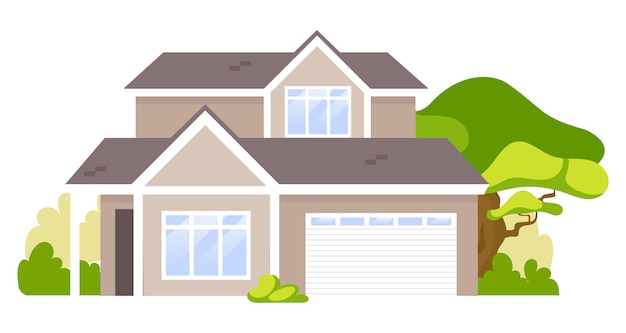 Vector suburban house cartoon illustration