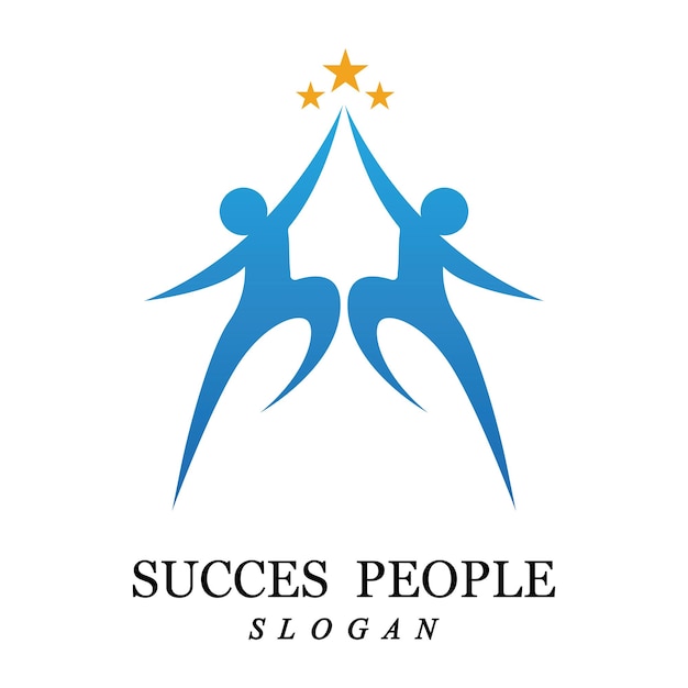 Succes people logo vector and illustration