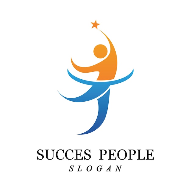 Succes people logo vector and illustration