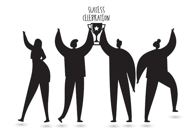 Success Celebration People isolated vector Silhouettes