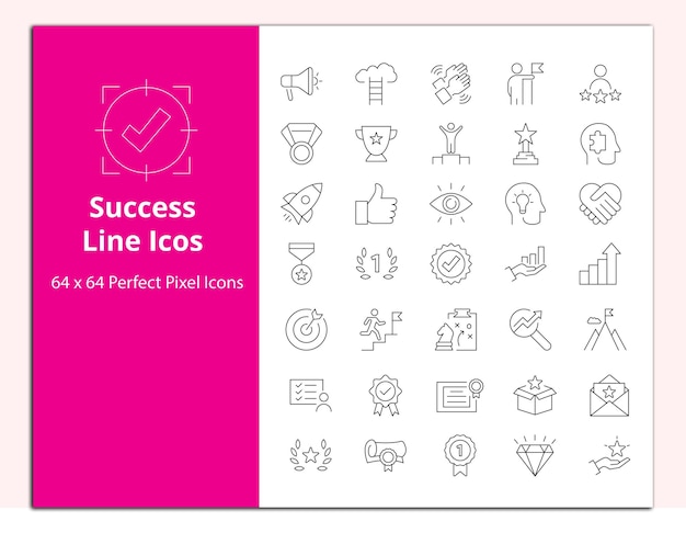 Success Line icons vector set