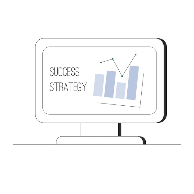 Success strategy A computer monitor screen with Computer monitor screen with data chart image