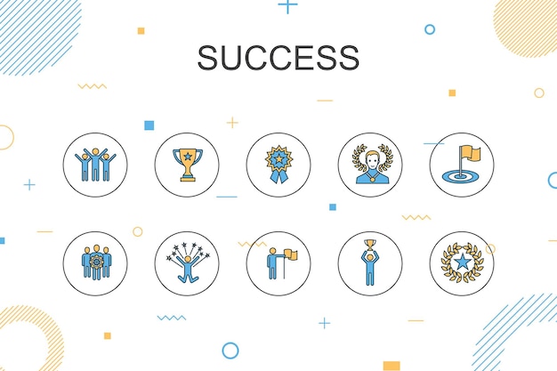 Success trendy Infographic template Thin line design with achievement champion award attainment