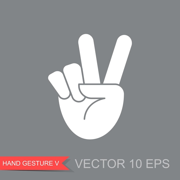 Success winner concept flat icon Victory or peace hand gesture V sign