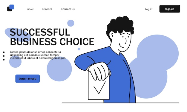 Successful business choice and man holding a todo list vector illustration concept People success